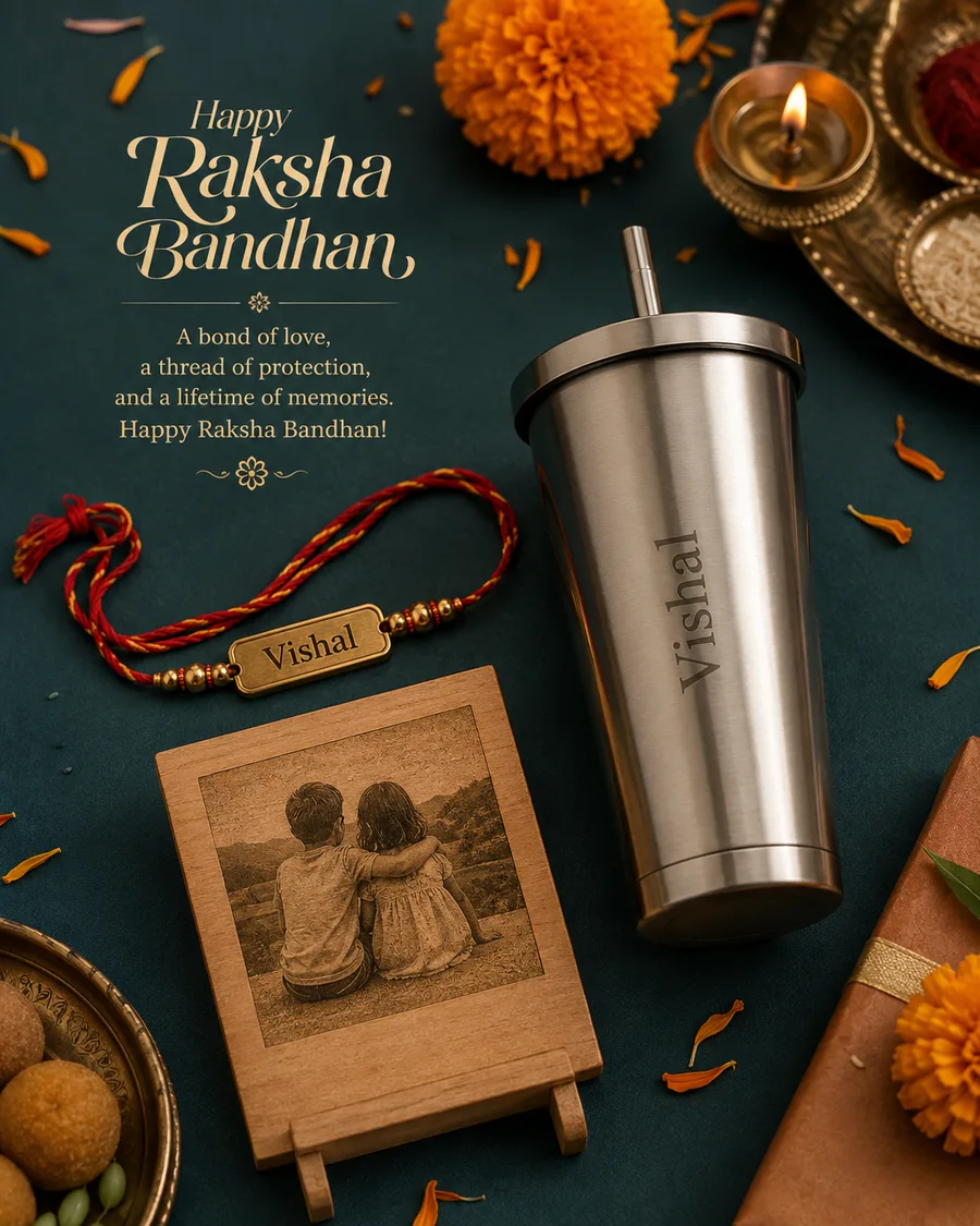Raksha Bandhan special — engraved rakhi and hampers